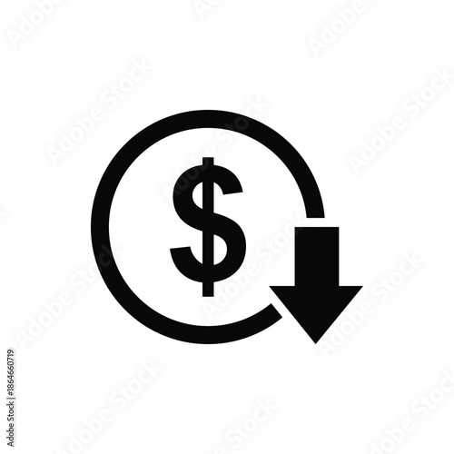 Cost reduction icon. Dollar Down Icon vector. Mail Icon Symbols vector. symbol for web site Computer and mobile vector.