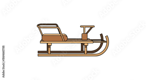 Vintage inspired wooden sled design for winter recreation, featuring a comfortable seat and steering mechanism, perfect for snow day adventures