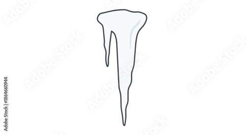 A striking minimalist illustration of a sharp, elegant icicle, showcasing the serene beauty of winter's frozen formations and the unique crystalline