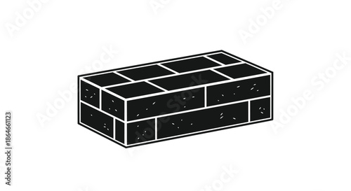 Monochromatic graphic depicting a foundational brick block for construction concepts and design