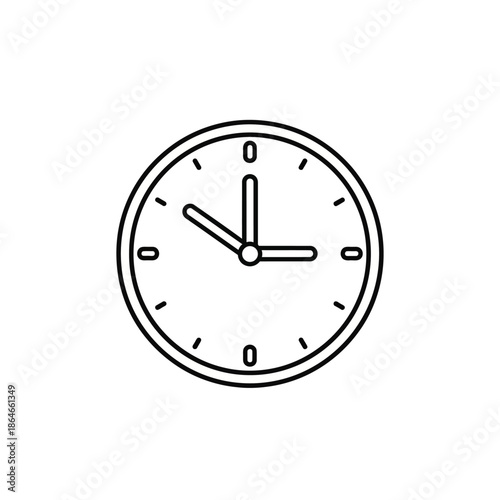Modern Clock Face Icon, Simple Line Art, Time Measurement Concept
