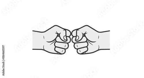 A simple yet powerful graphic illustration showcasing two human fists connecting in a classic bump representing shared strength partnership and