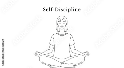 A serene illustration depicting profound inner peace, focused meditation, and tranquil self-discipline practice, fostering mental clarity for