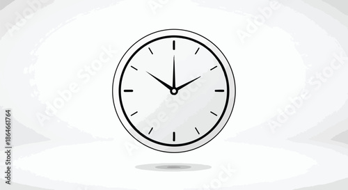 Minimalist Timepiece Illustration Depicting Two O'Clock on a Clean White Background with Subtle Textures