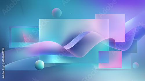 Abstract glassmorphism background with flowing gradient wave