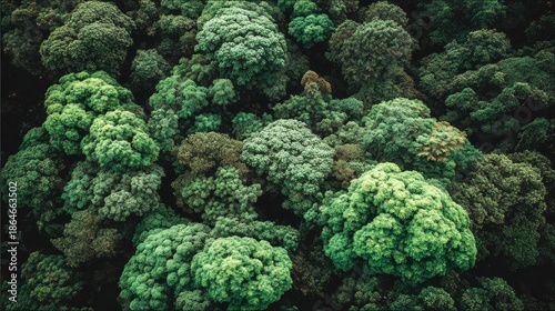 aerial view of a vibrant and flourishing jungle with a thick canopy of green foliage