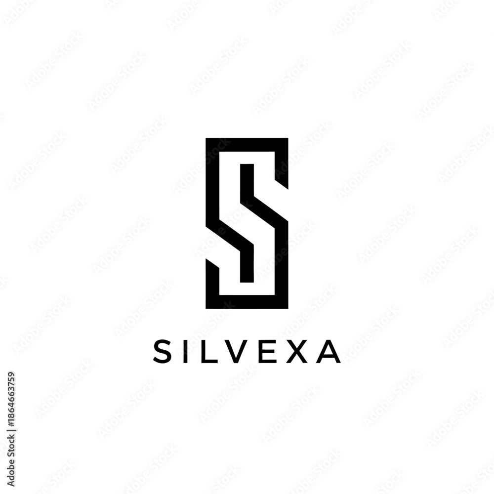Obraz premium Modern minimalist letter S logo design for Silvexa brand identity.