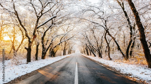 scenic winter drive along a peaceful snowcovered forest road
