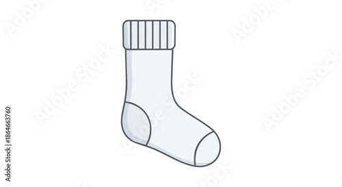 Pristine white sock graphic, representing fundamental comfort and essential wardrobe necessities for everyday wear and casual style, perfect for