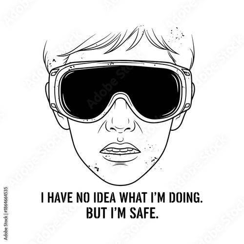 Funny Student Wearing Safety Goggles With Humorous Quote Illustration