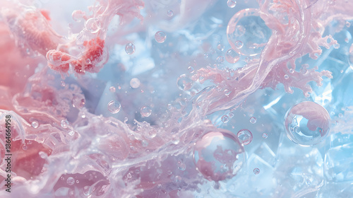 Abstract Fluid Art: An ethereal dance of swirling pastel hues and delicate textures, where colors merge, creating a symphony of shapes and forms, evoking a sense of calm and visual exploration.