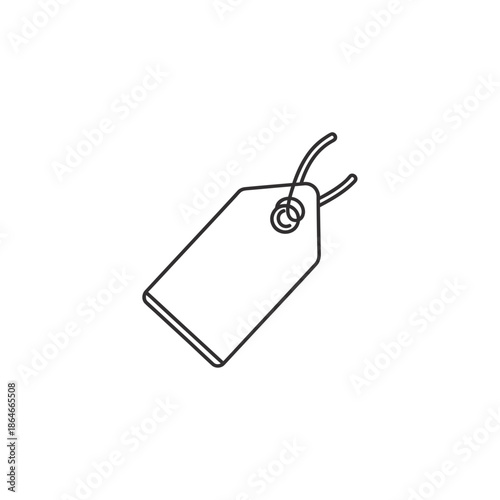 Minimalist Line Drawing of a Price Tag with String for Retail or Fashion Use