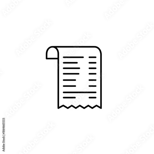 Minimalist Line Drawing of a Scrolling Receipt for Business and Retail Use