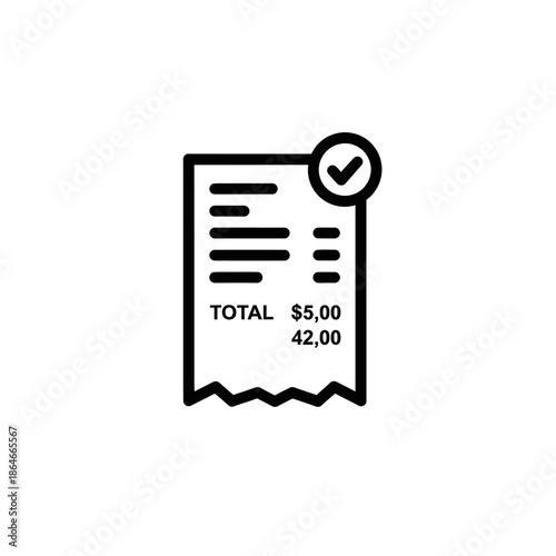 Minimalist Receipt with Checkmark and Total Amount for Financial Documentation