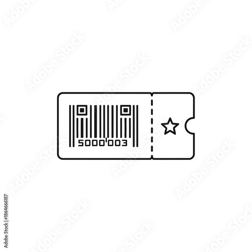 Close-up of Ticket with Barcode and Star Symbol for Travel or Event Entry