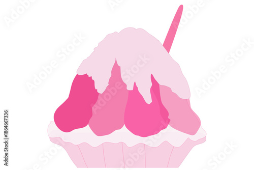 Sweet shaved ice dessert on white background