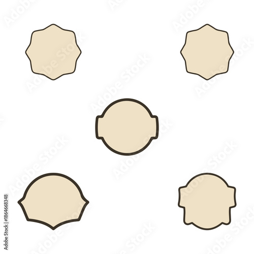 Vintage Badge Label Shapes Set Retro Blank Emblem Stickers.