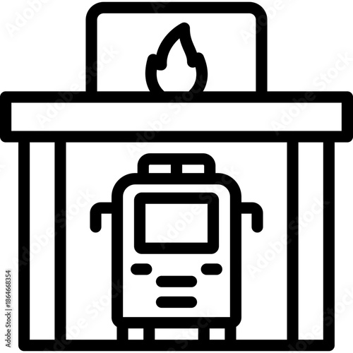 fire station icon illustration design with outline