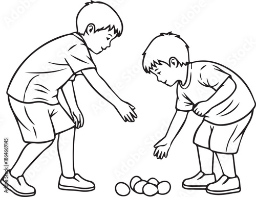 Children playing with marbles