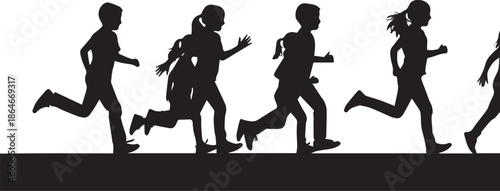 Silhouettes of runners