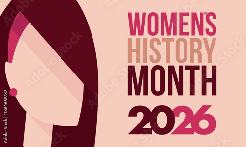 Women's History Month. The annual month that highlights the contributions of women to events in history. Celebrated during March in the United States, the United Kingdom, and Australia. Vector poster
