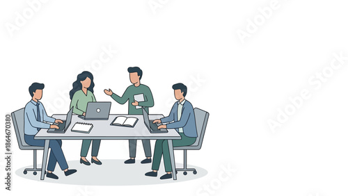 Business Team Meeting and Collaboration Illustration