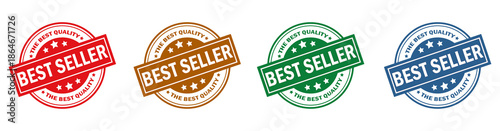 set of best seller stickers, badges, on transparent background