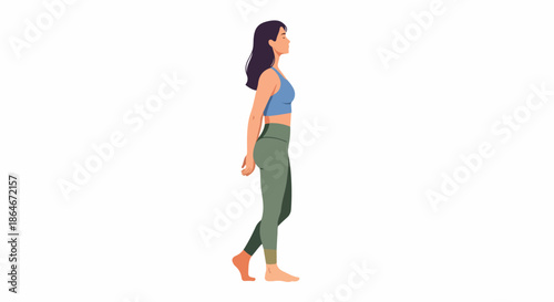 Woman walking side view with transparent background