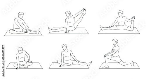 Yoga poses outline set for fitness and wellness