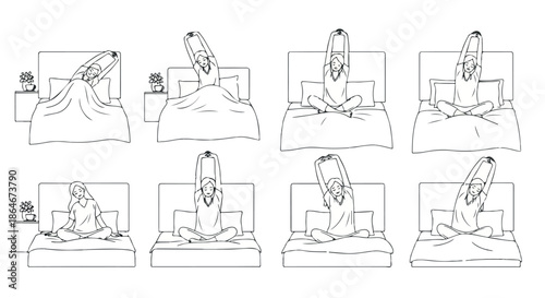 Woman stretching in bed morning routine