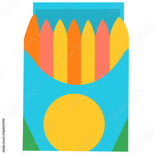 Colorful crayon box with rainbow tips, perfect for kids’ art, back-to-school, or playful educational design projects.