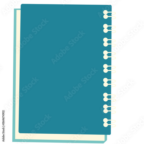 Teal spiral notebook with white binding, ideal for planning, journaling, or productivity-themed digital and print designs.