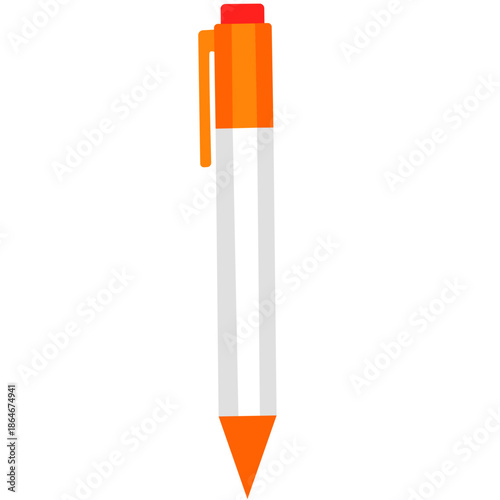 Orange-capped pen with clear barrel and pointed tip, great for writing, office, or productivity-themed digital design assets.