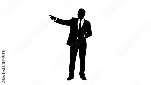 Confident businessman pointing forward in suit