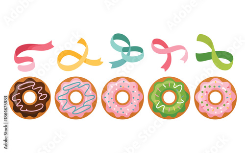 Row of Colorful Wrapped Gift Boxes with Ribbons and Festive Star Confetti