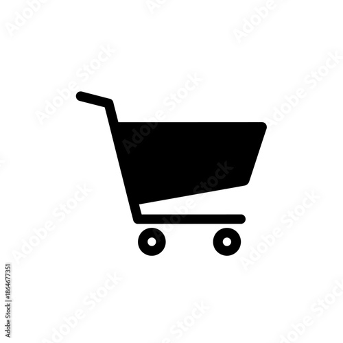 Minimalist Black Shopping Cart Icon for E-commerce and Retail Websites