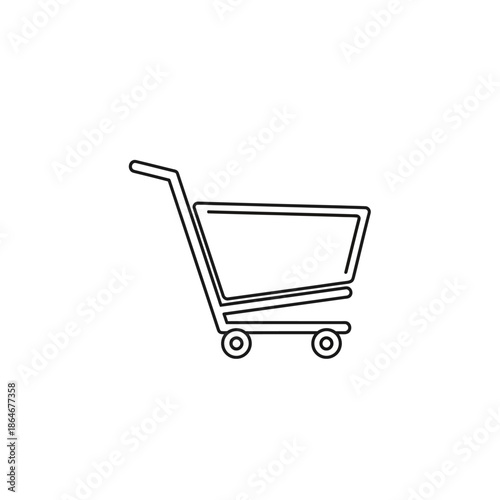 Empty Shopping Cart on White Background for E-commerce and Retail Concepts