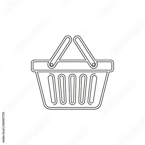 Minimalist Line Art Icon of a Shopping Basket for E-commerce Visuals