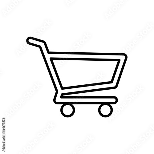 Minimalist Line Art Illustration of Shopping Cart for Retail and Commerce Use