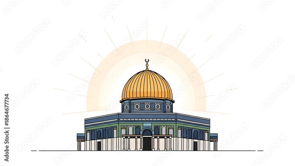 Obraz premium Dome of the Rock in Jerusalem with golden sunlight