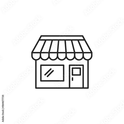 Minimalist Line Drawing of Small Local Store with Awning and Window