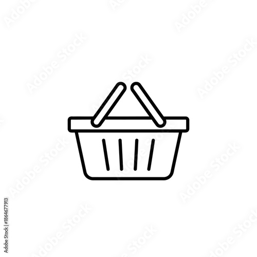 Simple Icon of Shopping Basket for Market and Retail Websites