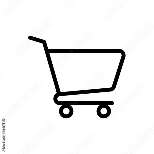 Simple Black Shopping Cart Icon for E-Commerce and Online Retail Visuals