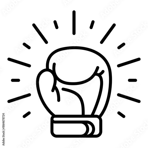 Personal growth symbol with a boxing glove and radiant lines, representing inner strength, resilience, motivation, and self improvement.