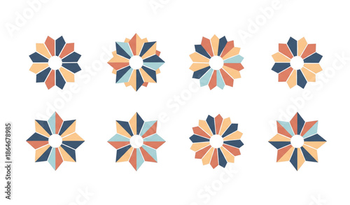 Flower infographic shapes vector set with 3 to 12 petal data diagrams isolated on white background