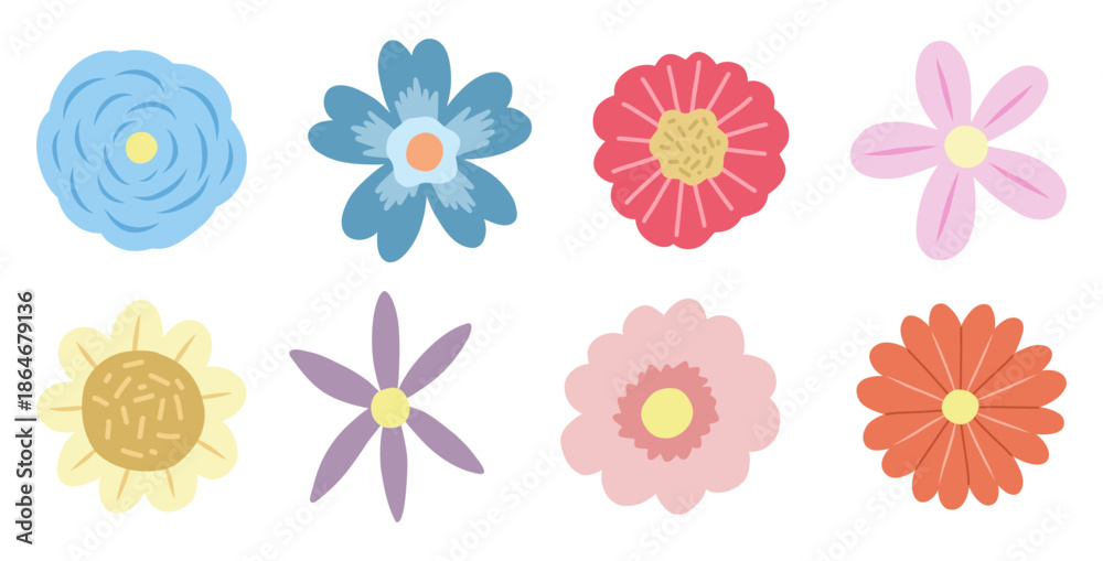 Fototapeta premium Flat Cartoon Style Simple Flower Illustration