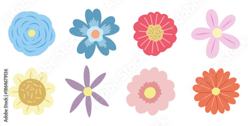 Flat Cartoon Style Simple Flower Illustration
