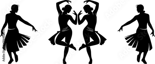 Silhouette Dancer Movement Fitness Yoga Vector Illustration