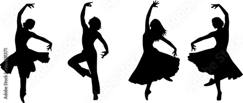 Silhouette Dancer Movement Fitness Yoga Vector Illustration