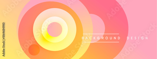 Abstract colorful circles create dynamic background. Gradient hues blend, offering modern visual appeal. Simple, clean design.